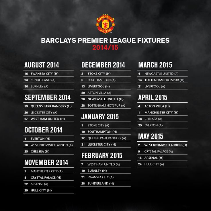 Manchester united Fixtures 2014-2015 1
